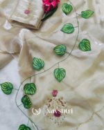 Winsome Beige Jimmy Choo Hand Work Saree - Image 6
