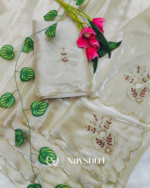 Winsome Beige Jimmy Choo Hand Work Saree - Image 7