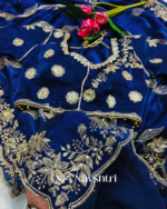 Admirable Navy Blue Fendy Silk Sequence Embroidery Work Saree With Stitched Blouse - Image 6