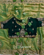 Beautiful Green Embroidery Work Chiffon Silk Saree With Fairytale Full Stitched Blouse - Image 6