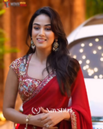 Panoply Red Rangoli Silk Saree With Unequalled Blouse Piece - Image 6