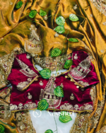 Resonant Mustard Embroidery Work Chiffon Silk Saree With Phenomenal Full Stitched Blouse - Image 6