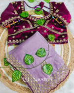Ethereal Lavender Embroidery Work Jimmy Choo Silk Saree With Scrumptious Full Stitched Blouse - Image 6