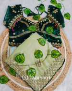 Innovative Pista Embroidery Work Jimmy Choo Silk Saree With Blooming Full Stitched Blouse - Image 6