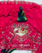 Proficient Dark Pink Fendy Silk Sequence Embroidery Work Saree With Stitched Blouse - Image 7