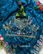 Lovely Blue Fendy Silk Sequence Embroidery Work Saree With Stitched Blouse - Image 6