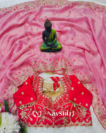 Seraglio Pink Fendy Silk Sequence Embroidery Work Saree With Stitched Blouse - Image 6