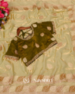 Ineffable Beige Fancy Silk Embroidery Work Saree With Stitched Blouse - Image 6