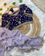 Redolent Lavender Fendy Silk Sequence Embroidery Work Saree With Stitched Blouse - Image 6