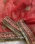 Maroon color soft crush Embroidery Sequence and Coding Lace work with  beautiful golden jariï¿½butta design - Image 6
