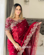 Nemesis Red Embroidery Work Fancy Silk Saree With Engrossing Full Stitched Blouse - Image 6
