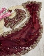Elegant Wine Embroidery Work Fancy Silk Saree With Comely Full Stitched Blouse - Image 7