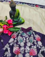 Majestic Purple Rangoli Silk Sequence Embroidery Work Saree With Stitched Blouse - Image 6