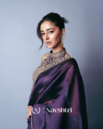 Purple Color Two Tone Fancy Silk Saree with Embroidery Lace Work - Image 7