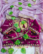 Ethereal Lavender Embroidery Work Jimmy Choo Silk Saree With Scrumptious Full Stitched Blouse - Image 7