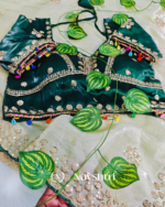 Innovative Pista Embroidery Work Jimmy Choo Silk Saree With Blooming Full Stitched Blouse - Image 7