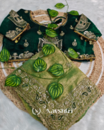 Beautiful Green Embroidery Work Chiffon Silk Saree With Fairytale Full Stitched Blouse - Image 7