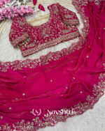 Arresting Dark Pink Embroidery Work Fancy Silk Saree With Ratatouille Full Stitched Blouse - Image 7