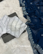 Blue Color Georgette Saree with Embroidery Design - Image 7