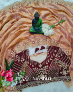 Enamoring Peach Fendy Silk Sequence Embroidery Work Saree With Stitched Blouse - Image 8