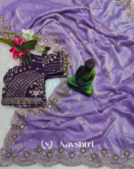 Energetic Lavender Fendy Silk Sequence Embroidery Work Saree With Stitched Blouse - Image 7