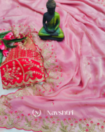 Seraglio Pink Fendy Silk Sequence Embroidery Work Saree With Stitched Blouse - Image 7