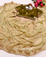 Ineffable Beige Fancy Silk Embroidery Work Saree With Stitched Blouse - Image 7