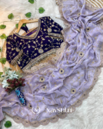 Redolent Lavender Fendy Silk Sequence Embroidery Work Saree With Stitched Blouse - Image 7