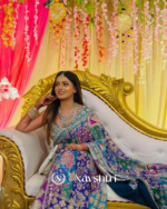 Pulsating Multicolor Chinon Silk Printed Mirror Work Saree - Image 7