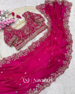 Arresting Dark Pink Embroidery Work Fancy Silk Saree With Ratatouille Full Stitched Blouse - Image 8