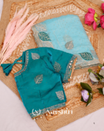 Glorious Sky Fancy Silk Embroidery Work Saree With Stitched Blouse - Image 8