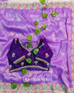 Winsome Lavender Embroidery Work Cursh Silk Saree With Seraphic Full Stitched Blouse - Image 9