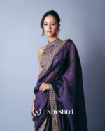 Purple Color Two Tone Fancy Silk Saree with Embroidery Lace Work - Image 8