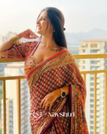 Tantalizing Multicolor Chinon Silk Printed Mirror Work Saree - Image 6
