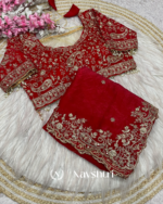 Nemesis Red Embroidery Work Fancy Silk Saree With Engrossing Full Stitched Blouse - Image 8