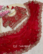 Panoply Red Rangoli Silk Saree With Unequalled Blouse Piece - Image 8