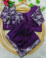 Amazing Purple Rangoli Silk Sequence Embroidery Work Saree With Stitched Blouse - Image 5