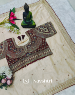 Prominent Beige Rangoli Silk Sequence Embroidery Work Saree With Stitched Blouse - Image 9