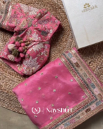 Invaluable Pink Organza Silk Sequence Work Saree With Glittering Blouse Piece - Image 10