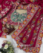 Seraphic Dark Pink Rangoli Silk Sequence Embroidery Work Saree With Stitched Blouse - Image 12