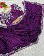 Amazing Purple Rangoli Silk Sequence Embroidery Work Saree With Stitched Blouse - Image 7
