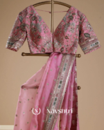 Invaluable Pink Organza Silk Sequence Work Saree With Glittering Blouse Piece - Image 11
