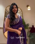 Pleasant Purple Rangoli Silk Saree With Beauteous Stitched Blouse - Image 11
