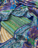 Pulsating Multicolor Chinon Silk Printed Mirror Work Saree - Image 12