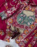 Seraphic Dark Pink Rangoli Silk Sequence Embroidery Work Saree With Stitched Blouse - Image 13