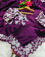 Amazing Purple Rangoli Silk Sequence Embroidery Work Saree With Stitched Blouse - Image 8