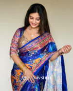 Zephyr Multicolor Chinon Silk Printed Mirror Work Saree - Image 12