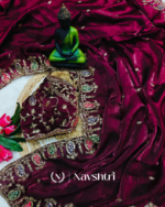 Rhapsody Maroon Fendy Silk Sequence Embroidery Work Saree With Stitched Blouse - Image 12