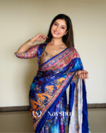 Zephyr Multicolor Chinon Silk Printed Mirror Work Saree - Image 16