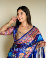 Zephyr Multicolor Chinon Silk Printed Mirror Work Saree - Image 17